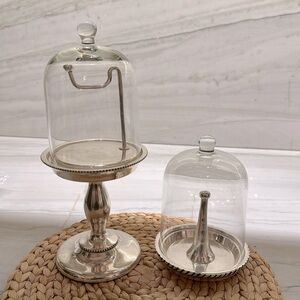 Pottery Barn Silver Glass Cloche Jewelry Storage